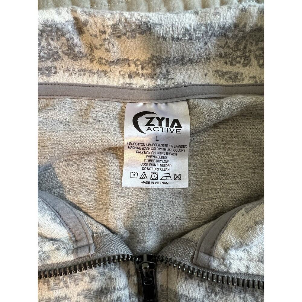 Zyia Active Jacket Womens Large Cream Gray Combo Athleisure Workout Casual Gym - Picture 6 of 6